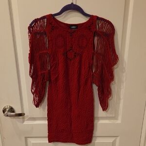 Bebe Seamless Crochet Sleeve Mini Dress